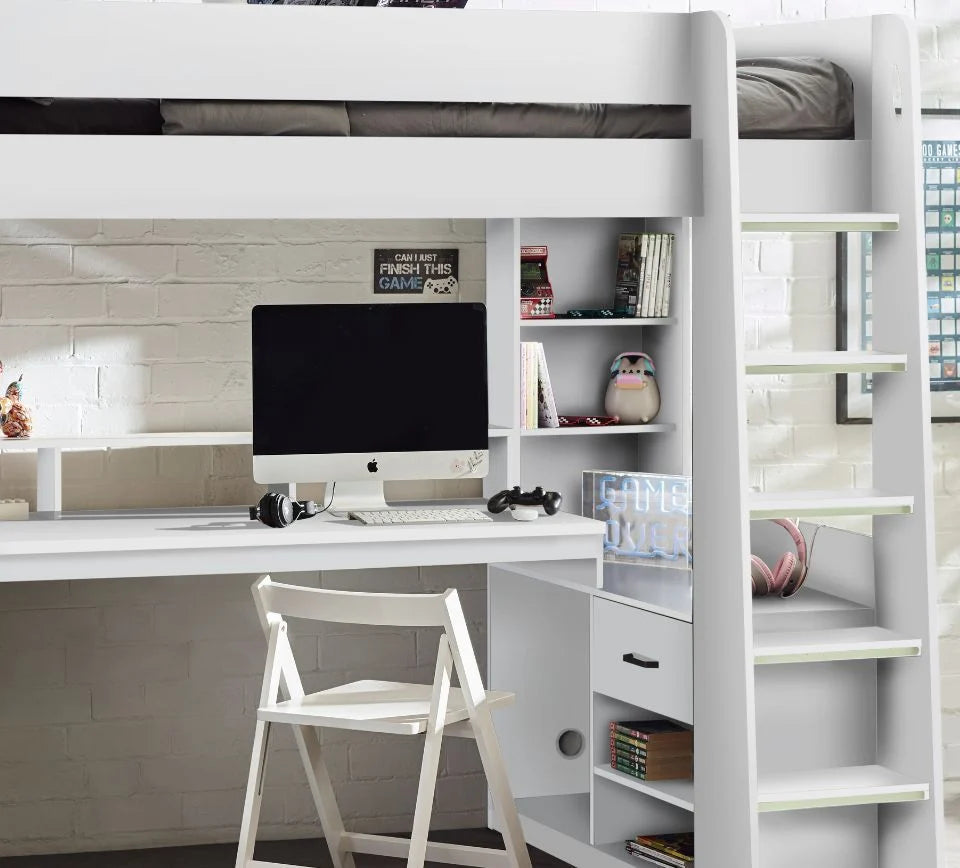 Apollo Gaming High Sleeper Bed – White
