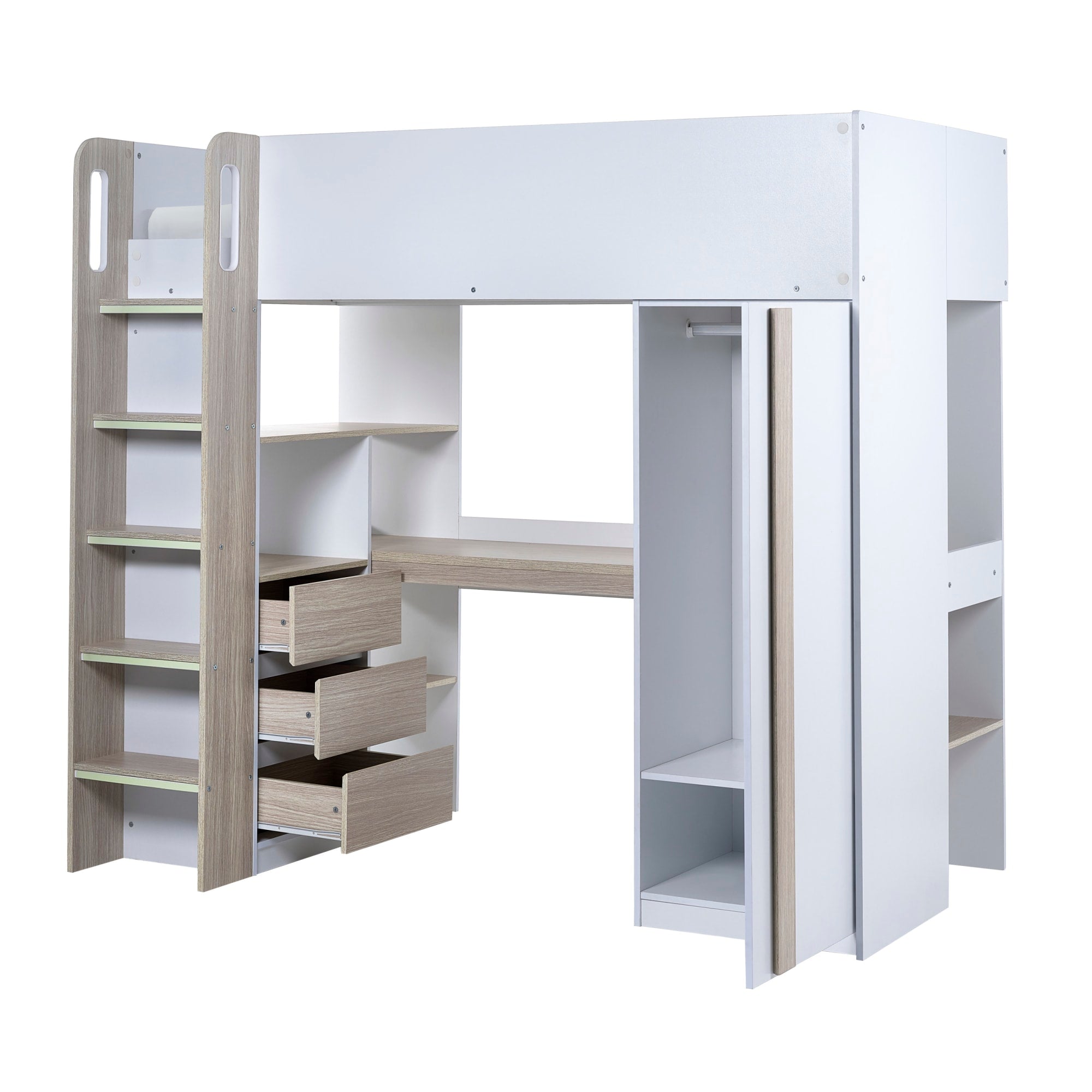 Ocean High Sleeper Pale Wood & White