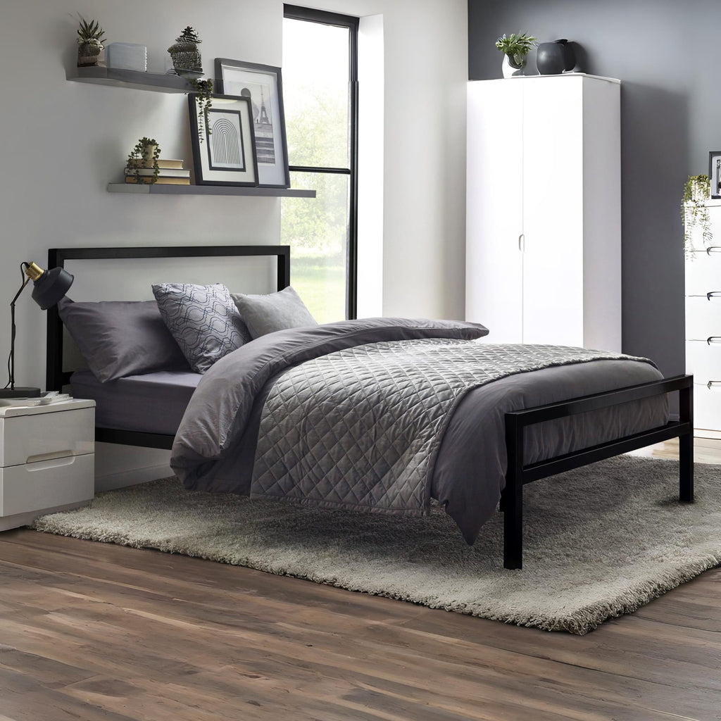 Ellis 3ft Single Metal Bed - Satin Black