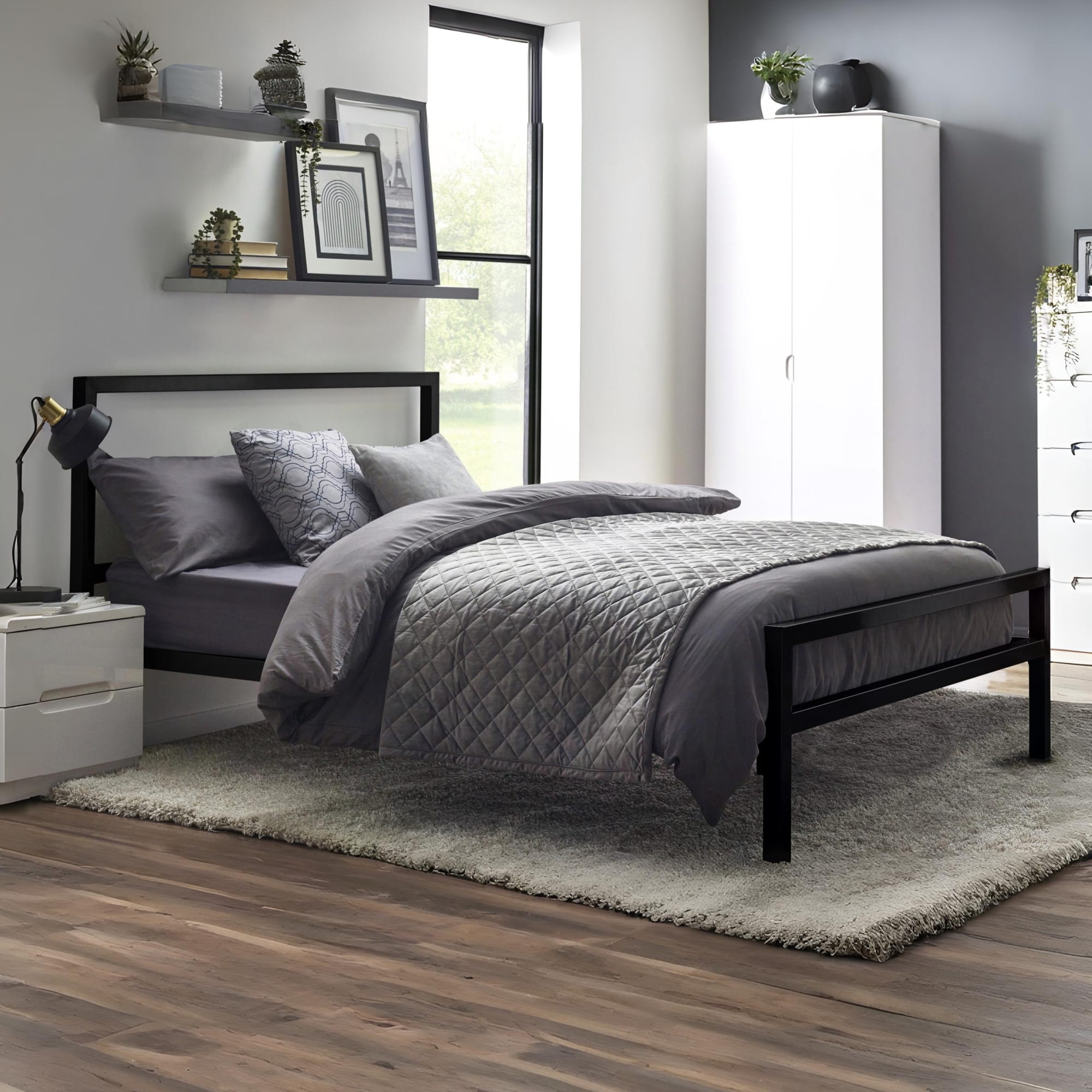Ellis 3ft Single Metal Bed - Satin Black