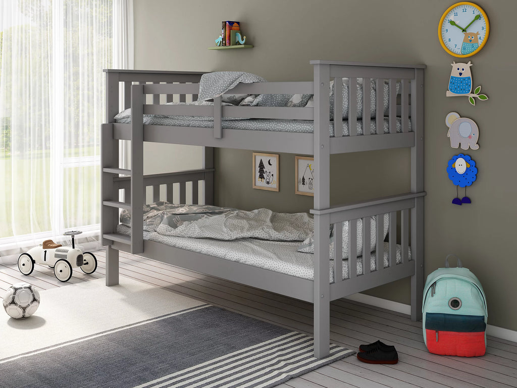 Grey Wooden Bunk Bed - 3ft Single | Carra