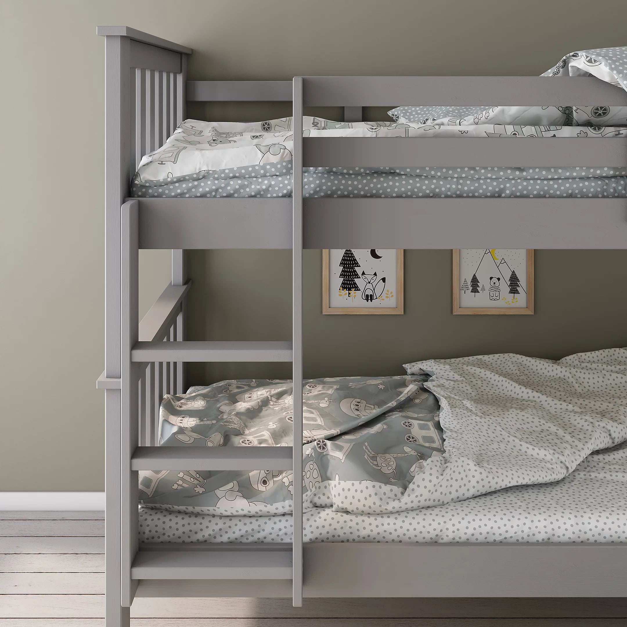 Grey Wooden Bunk Bed - 3ft Single | Carra