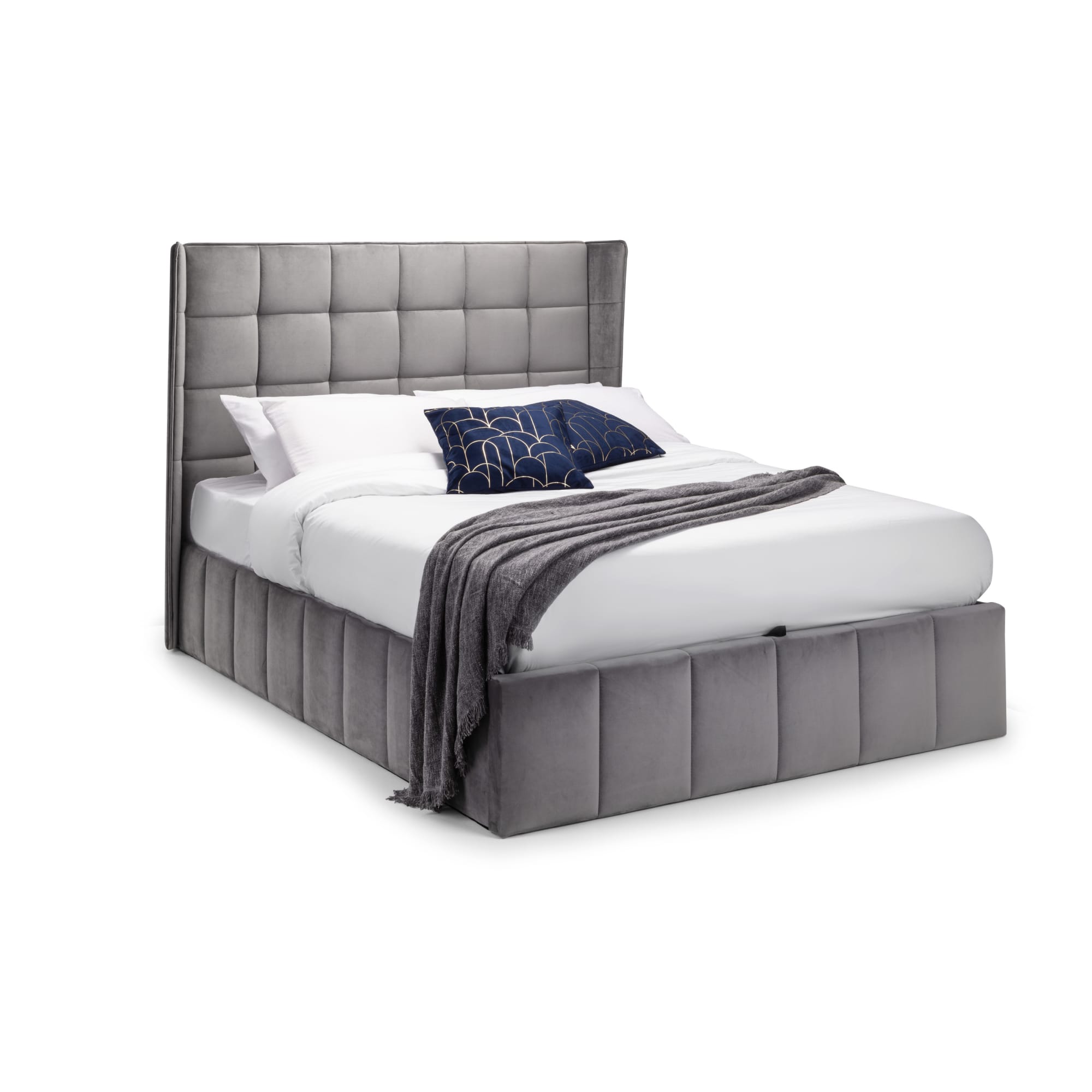 Gatsby Light Grey Ottoman Storage 135cm Double Bed