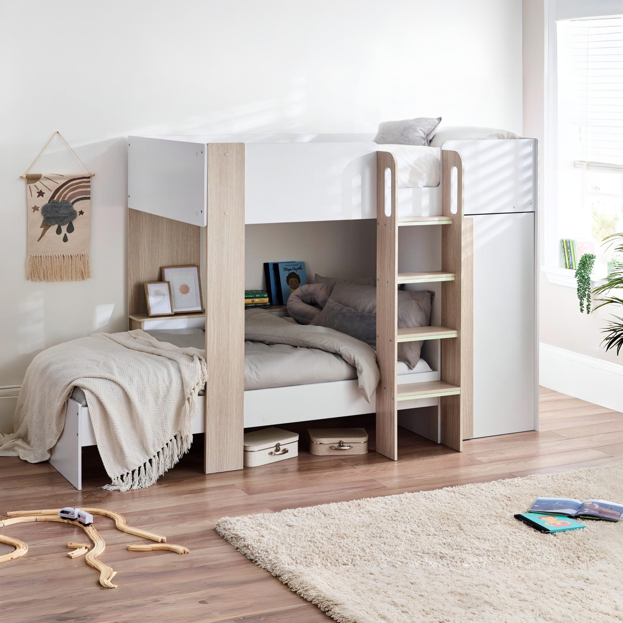 Horizon Bunk Bed - Pale Wood And White