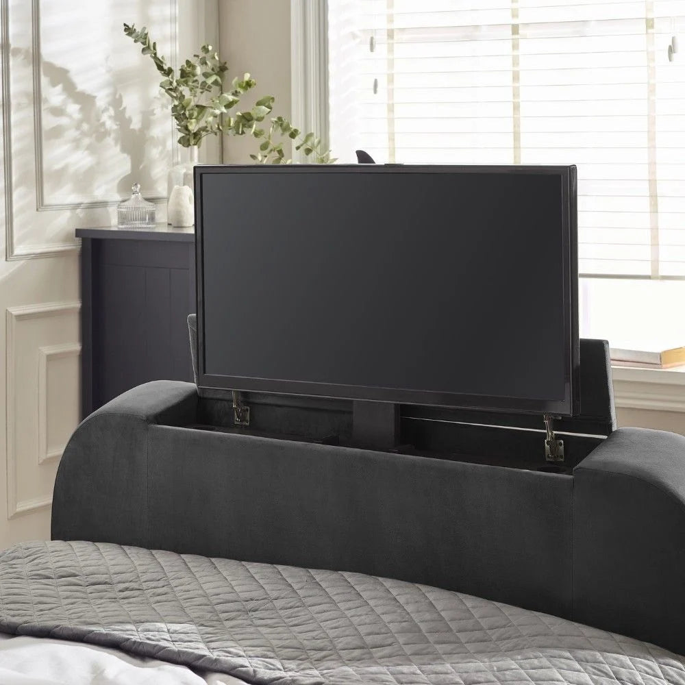 Clara Ottoman TV Bed 135cm - Dark Grey
