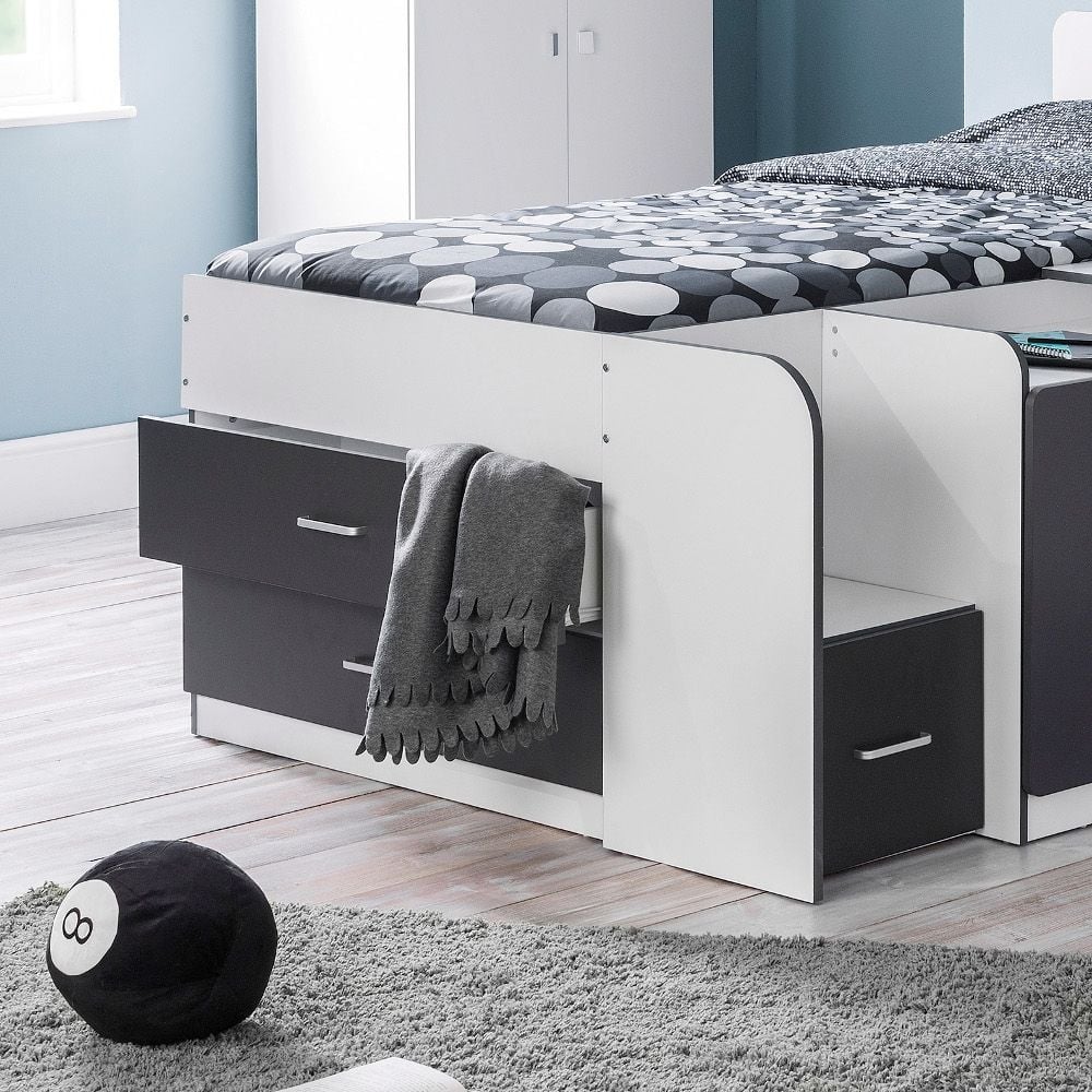 Pixie Cabin Bed – White & Charcoal Grey