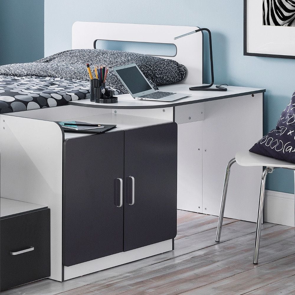 Pixie Cabin Bed – White & Charcoal Grey