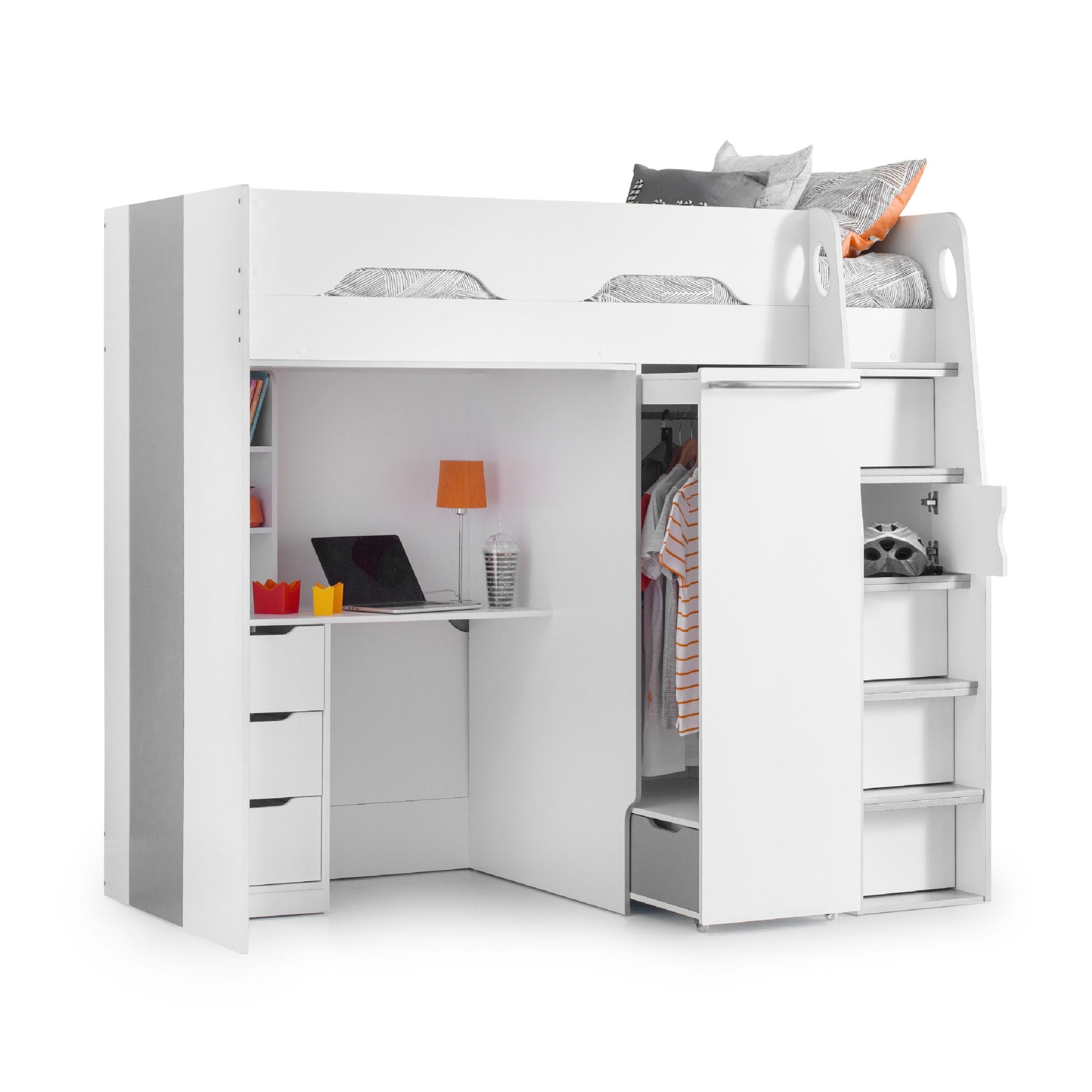 Pegasus High Sleeper - White and Silver