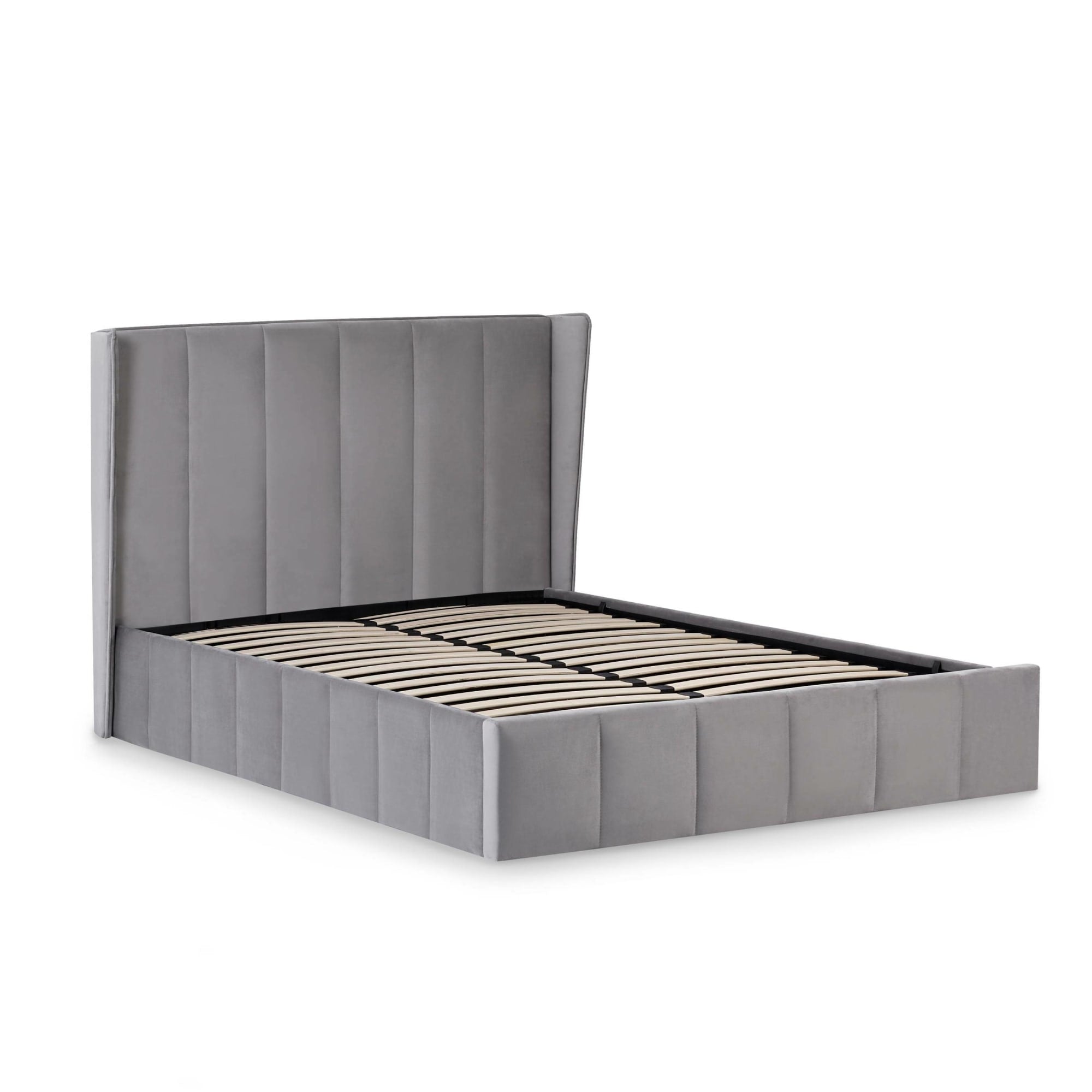 Katie Grey Velvet Upholstered 135cm Double Ottoman Storage Bed