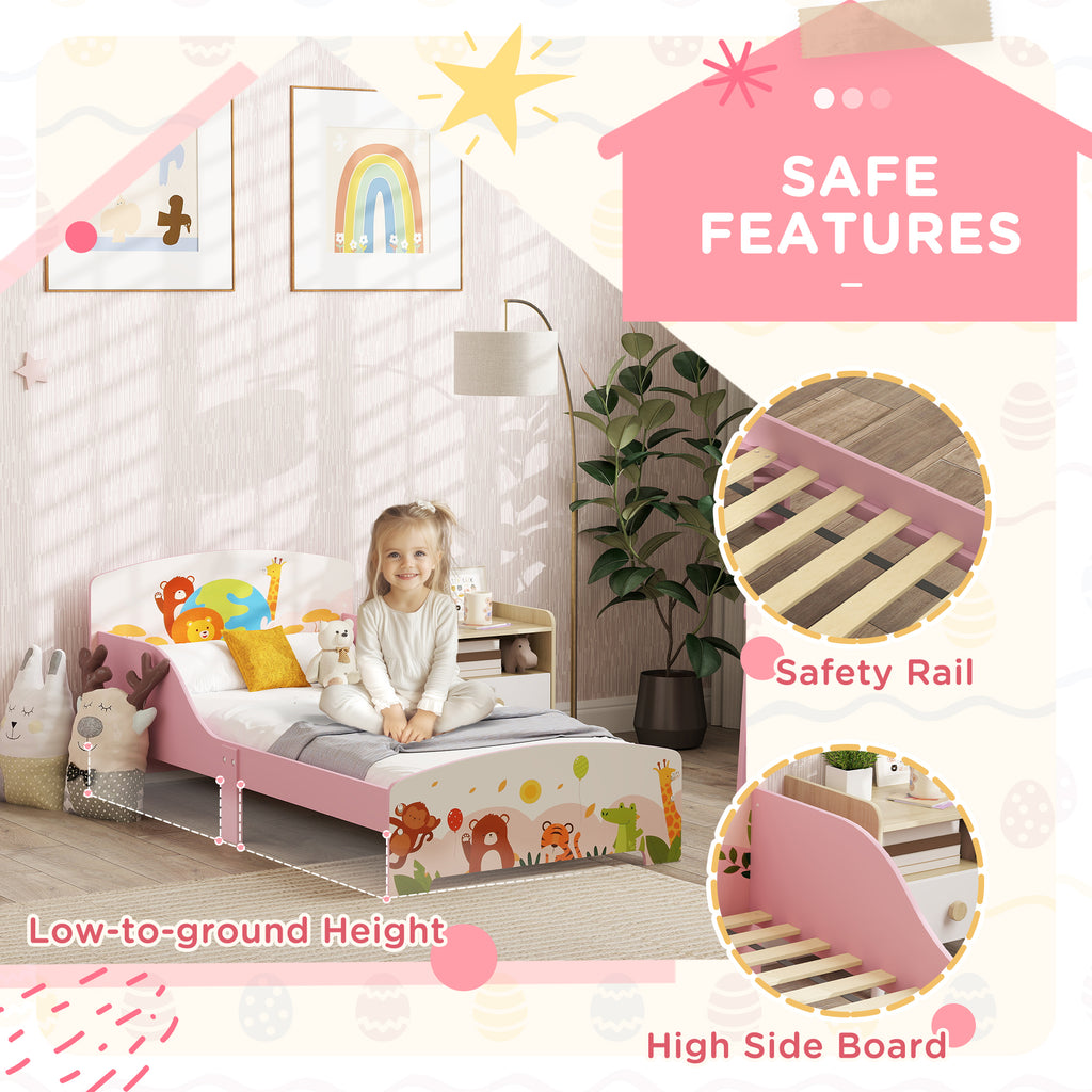 Low Kids Bed Frame with Animal Headboard