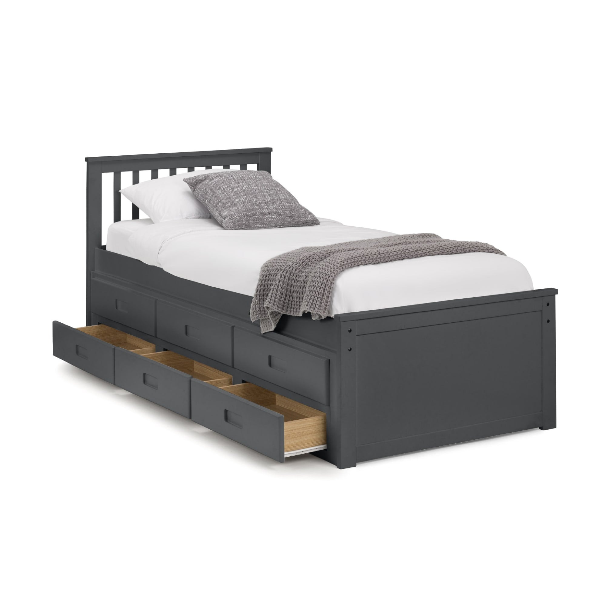 Zara 3ft Single Wooden Guest Bed Frame – Anthracite