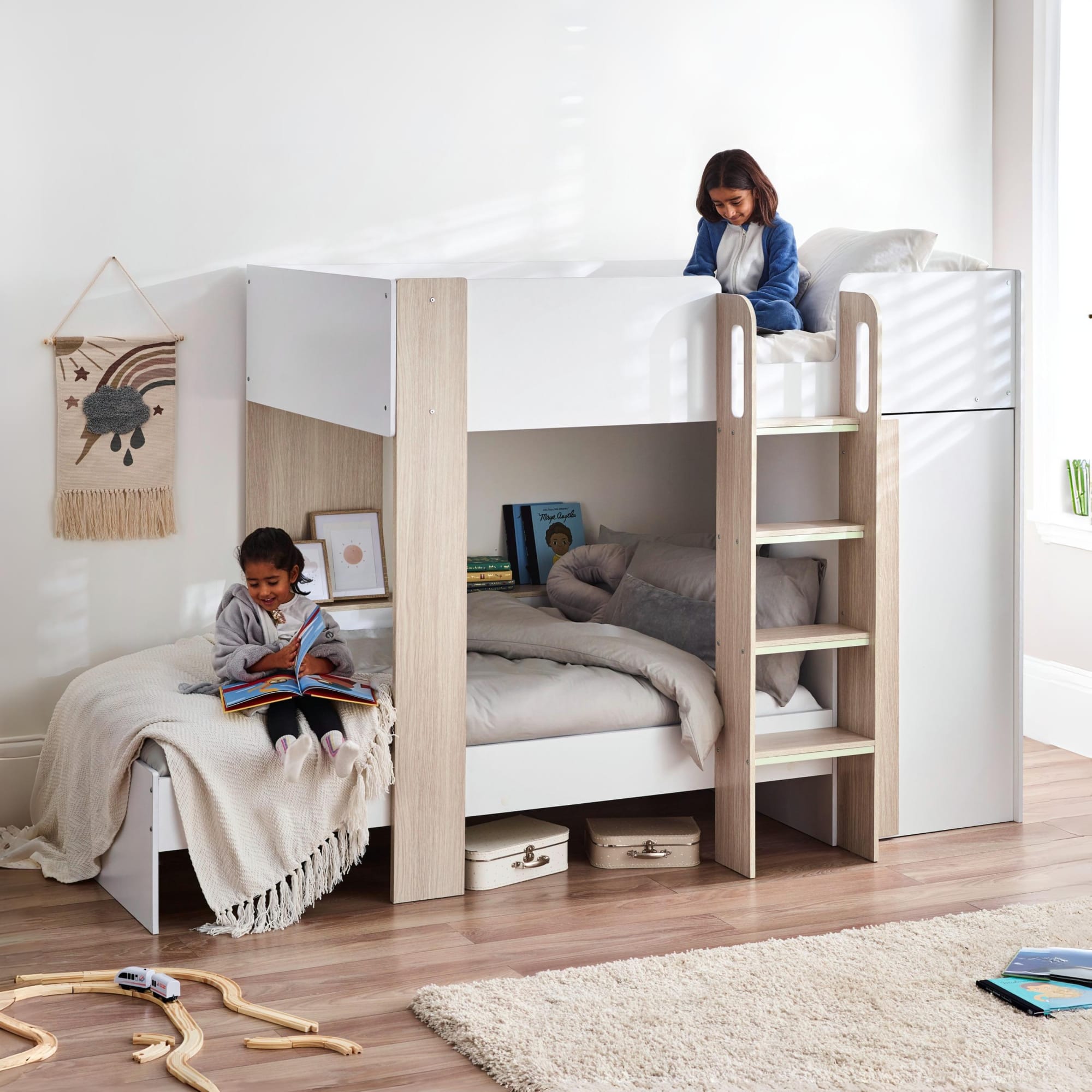 Horizon Bunk Bed - Pale Wood And White