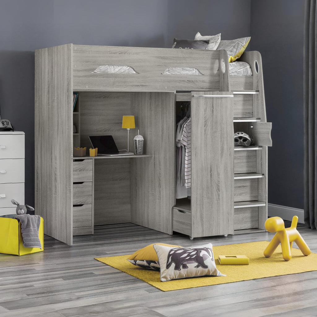 Pegasus High Sleeper - Grey Oak