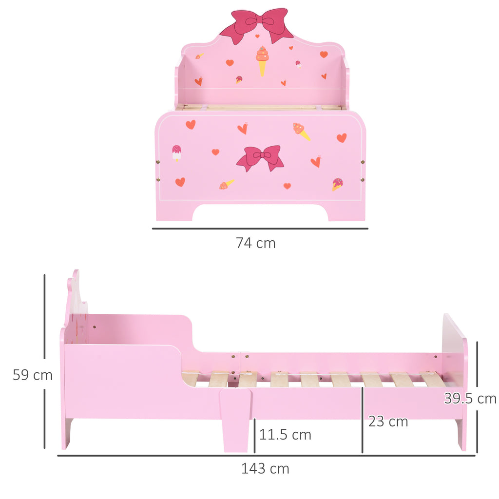 Low Kids Bed Frame with Bow Headboard