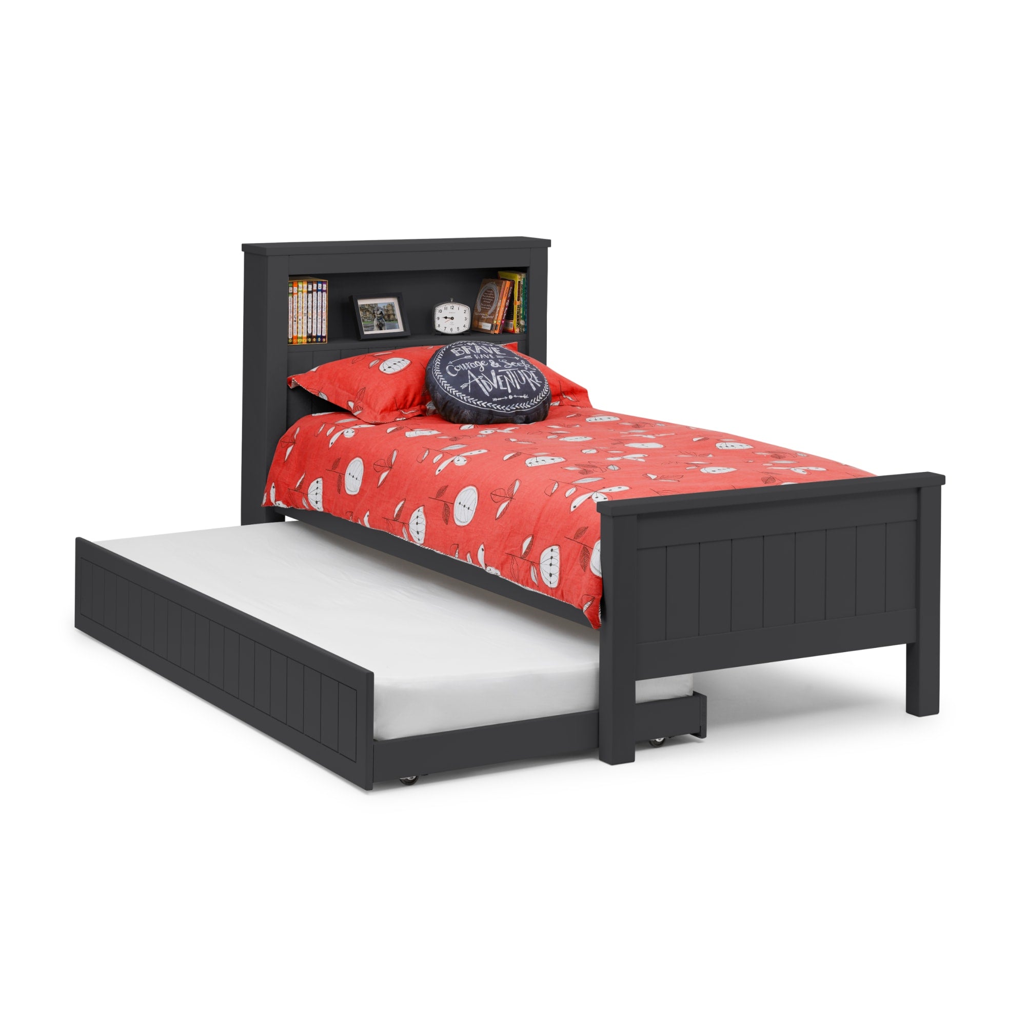 Harvey 3ft Single Bookcase Bed Frame with Underbed – Anthracite