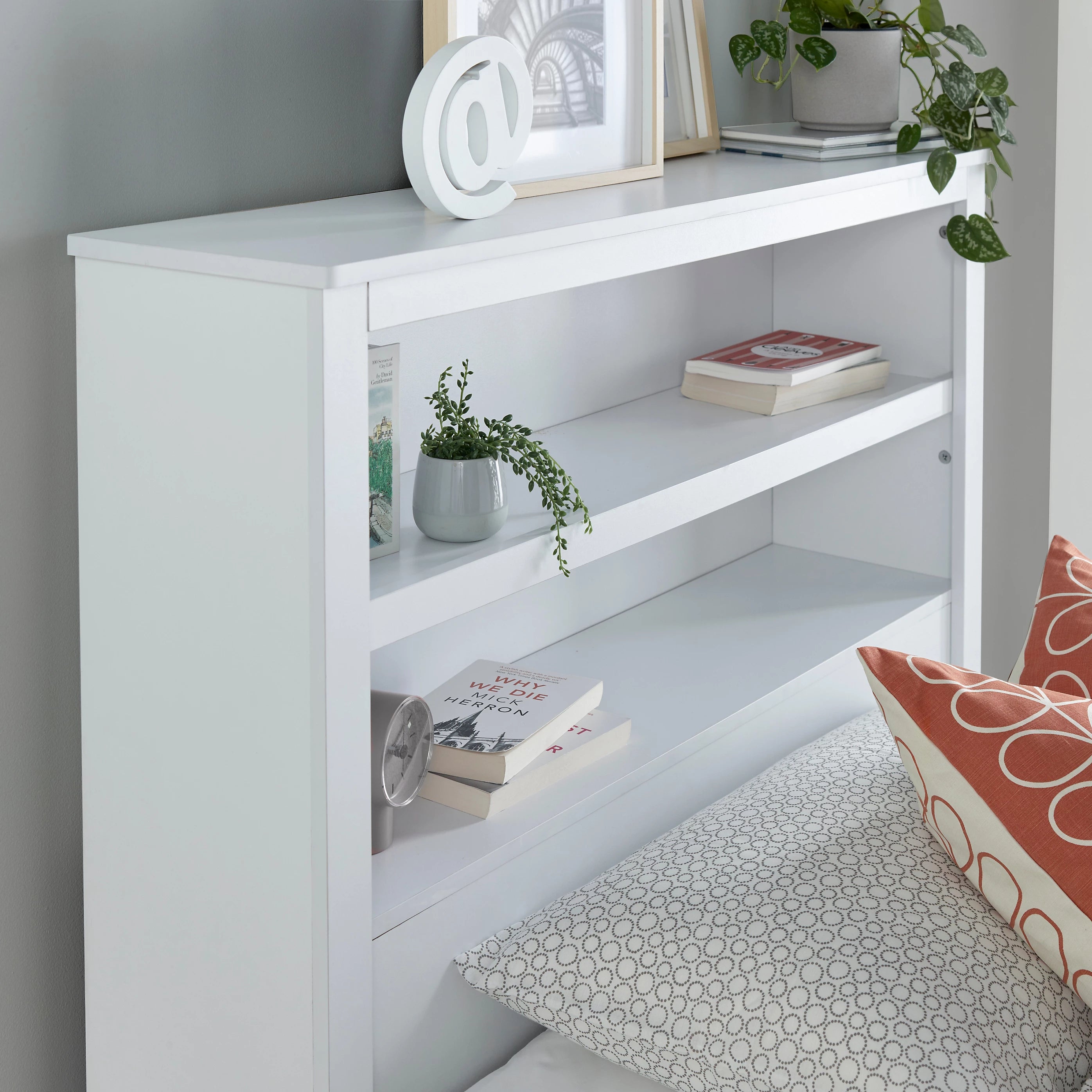 Enzo White Wooden 3 Drawer Bookcase Storage Bed Frame - 3ft Single