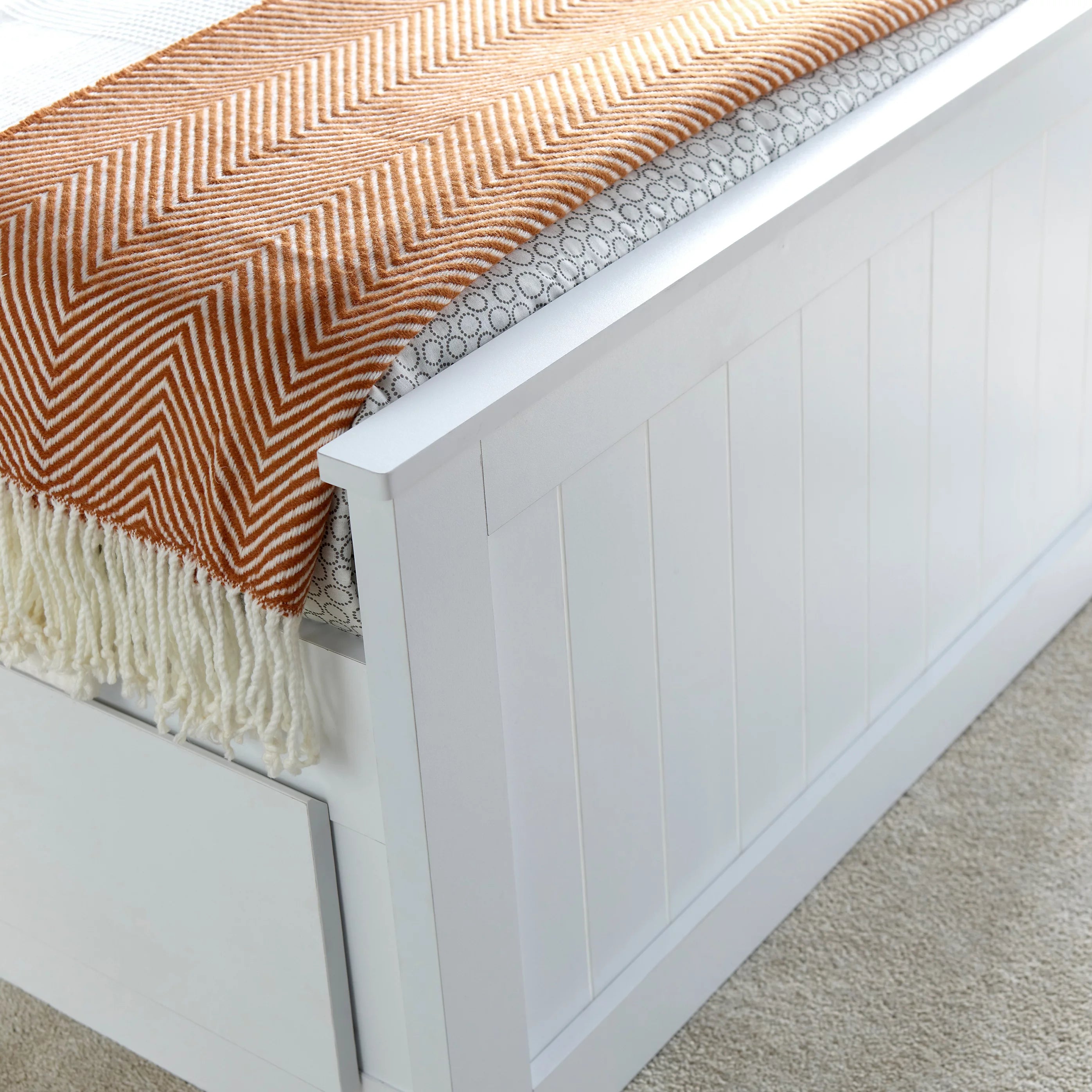 Enzo White Wooden 3 Drawer Bookcase Storage Bed Frame - 3ft Single