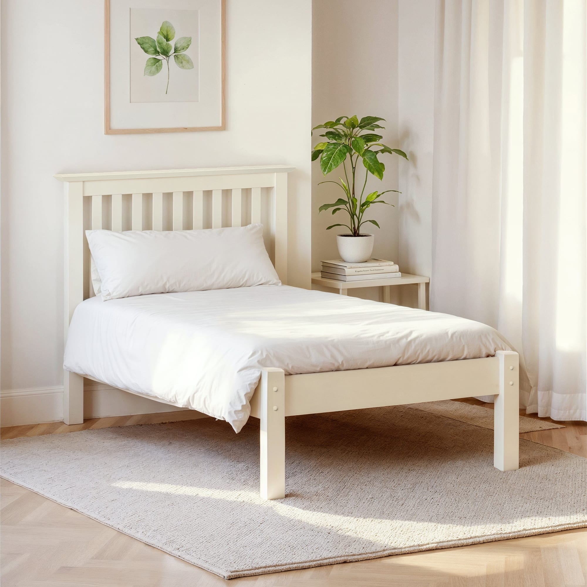 Barcelona White Low Footend 90cm Single Bed