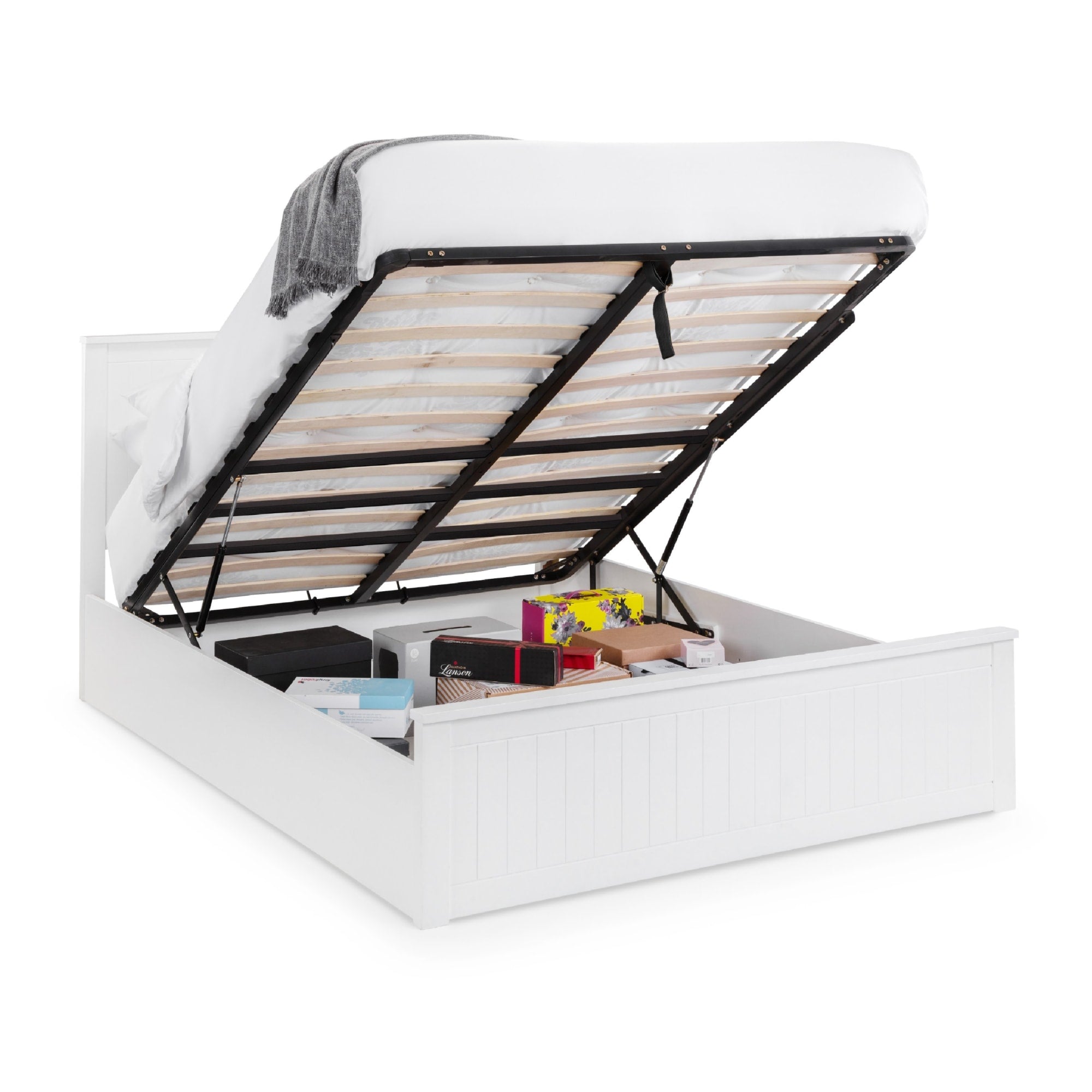 Maine Ottoman Storage 135cm Double Bed - Surf White