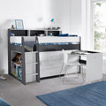 Grey & White Mid Sleeper Bed with Desk - 3ft Single | Ersa