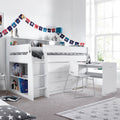Ersa White Mid Sleeper Bed with Desk - 3ft Single