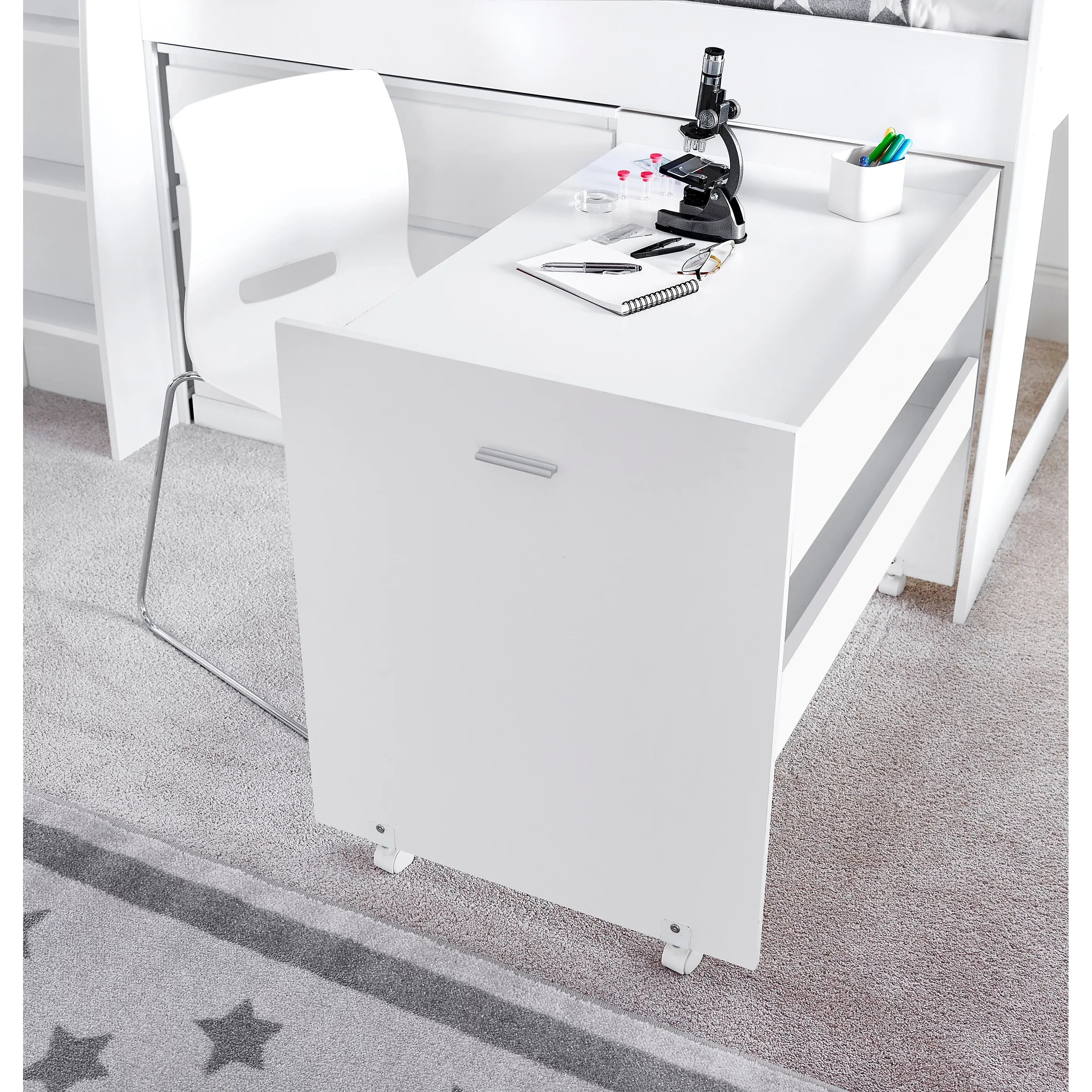 Ersa White Mid Sleeper Bed with Desk - 3ft Single