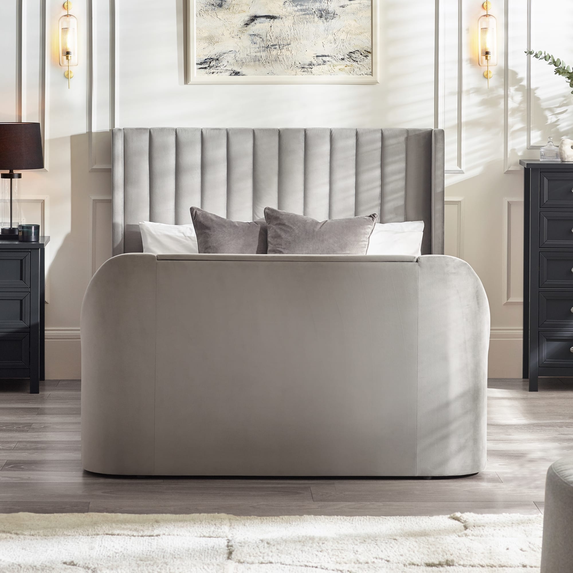 Clara Ottoman TV Bed 135cm - Light Grey