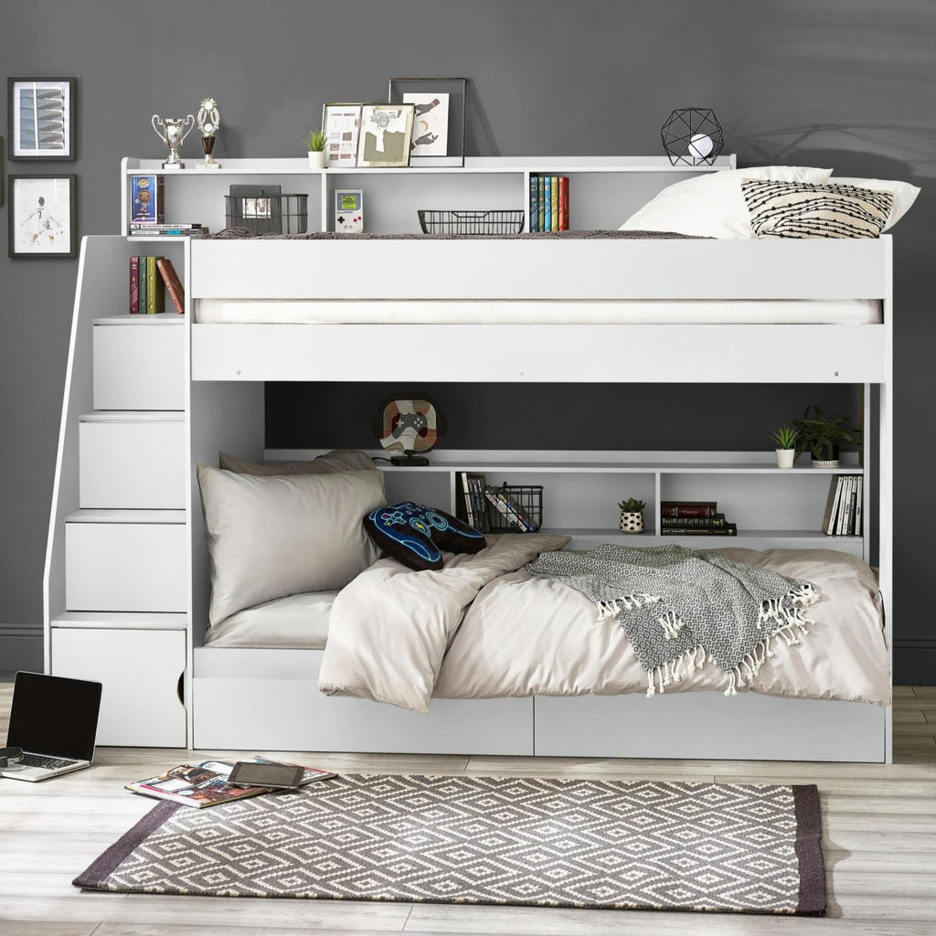 Camelot Staircase Bunk All White