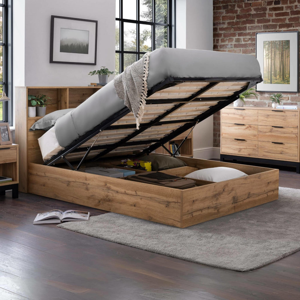 Bali Ottoman Storage 90cm Single Bed - Light Oak