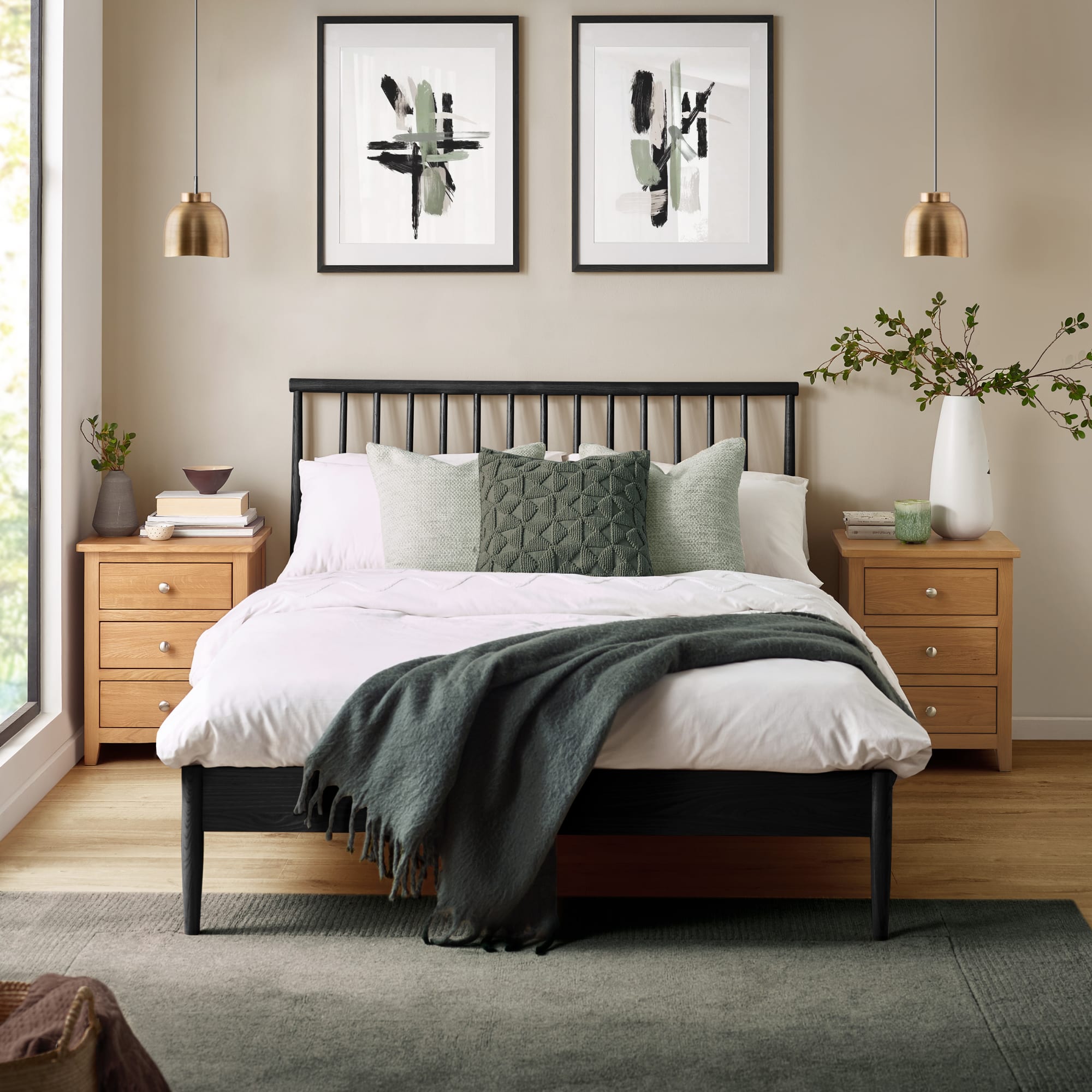 Belton Black Spindle 135cm Double Bed Frame