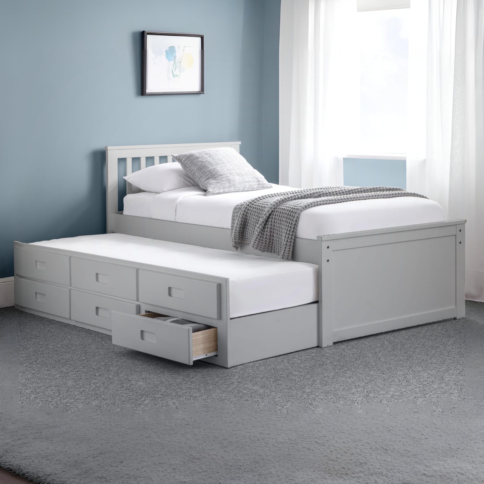 Zara 3ft Single Wooden Guest Bed Frame – Light Grey