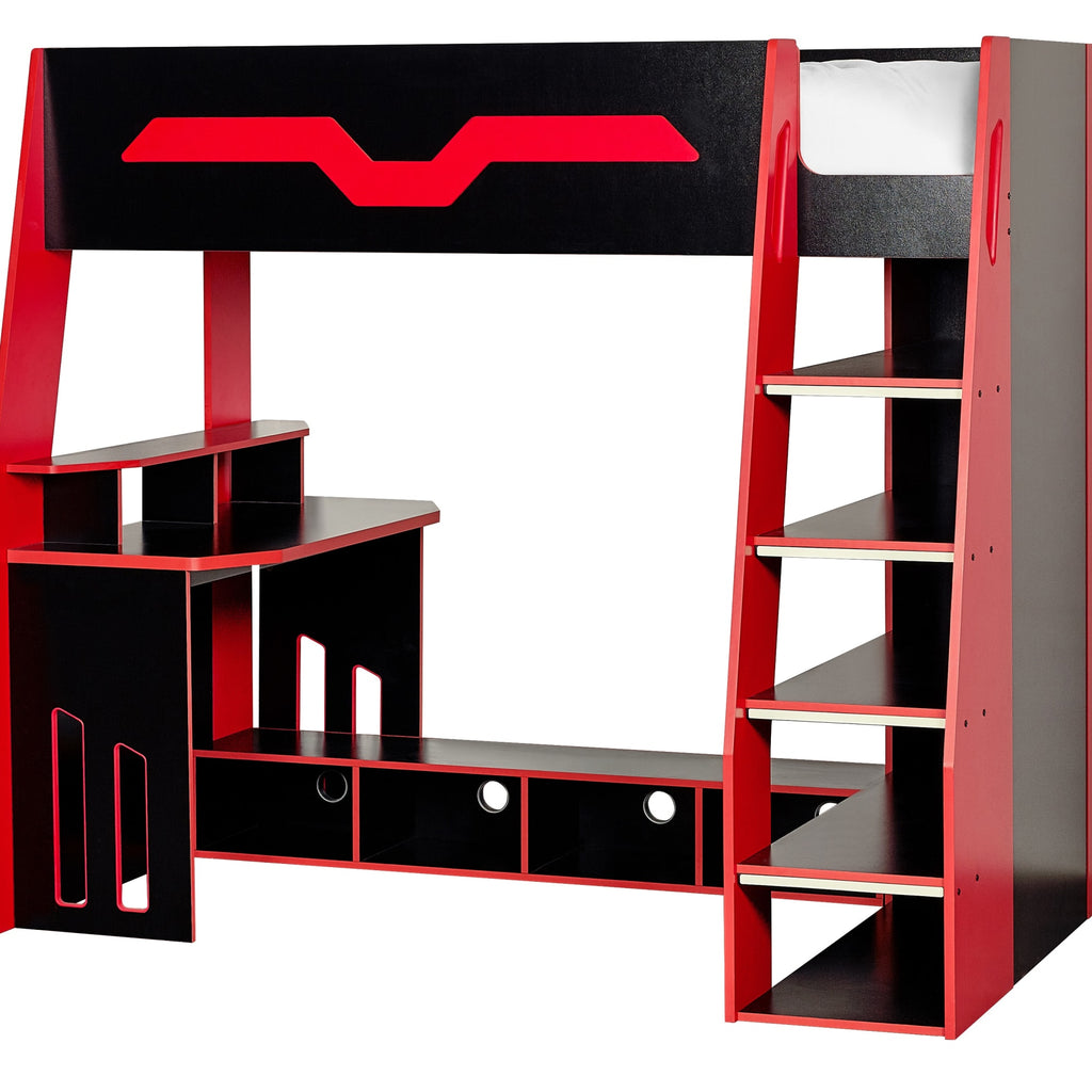 Eagle Single 90cm Gaming Highsleeper - Black and Red