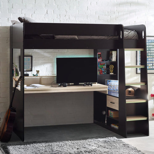 Apollo Gaming High Sleeper Bed – Black & Woodgrain