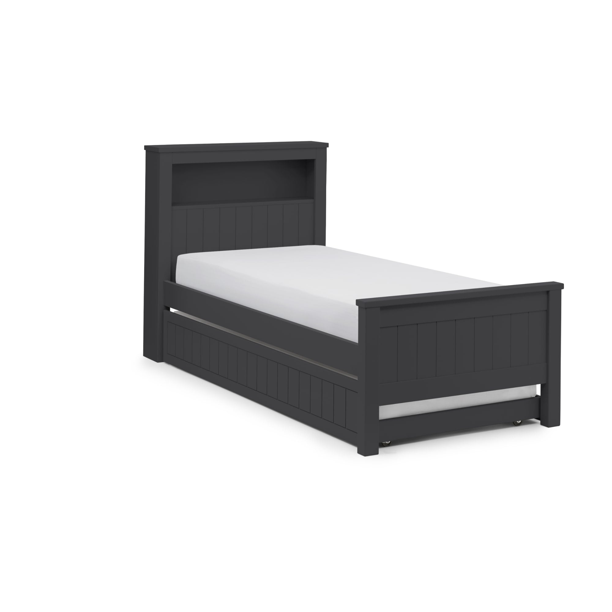 Harvey 3ft Single Bookcase Bed Frame with Underbed – Anthracite
