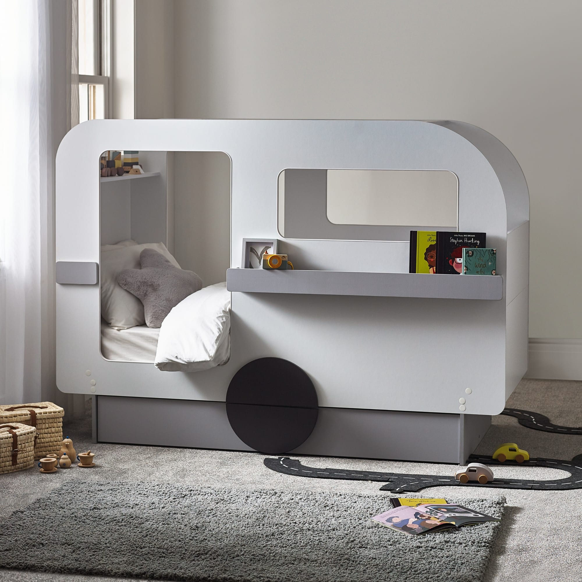 Tourer Caravan Bed - Vapor Grey And White