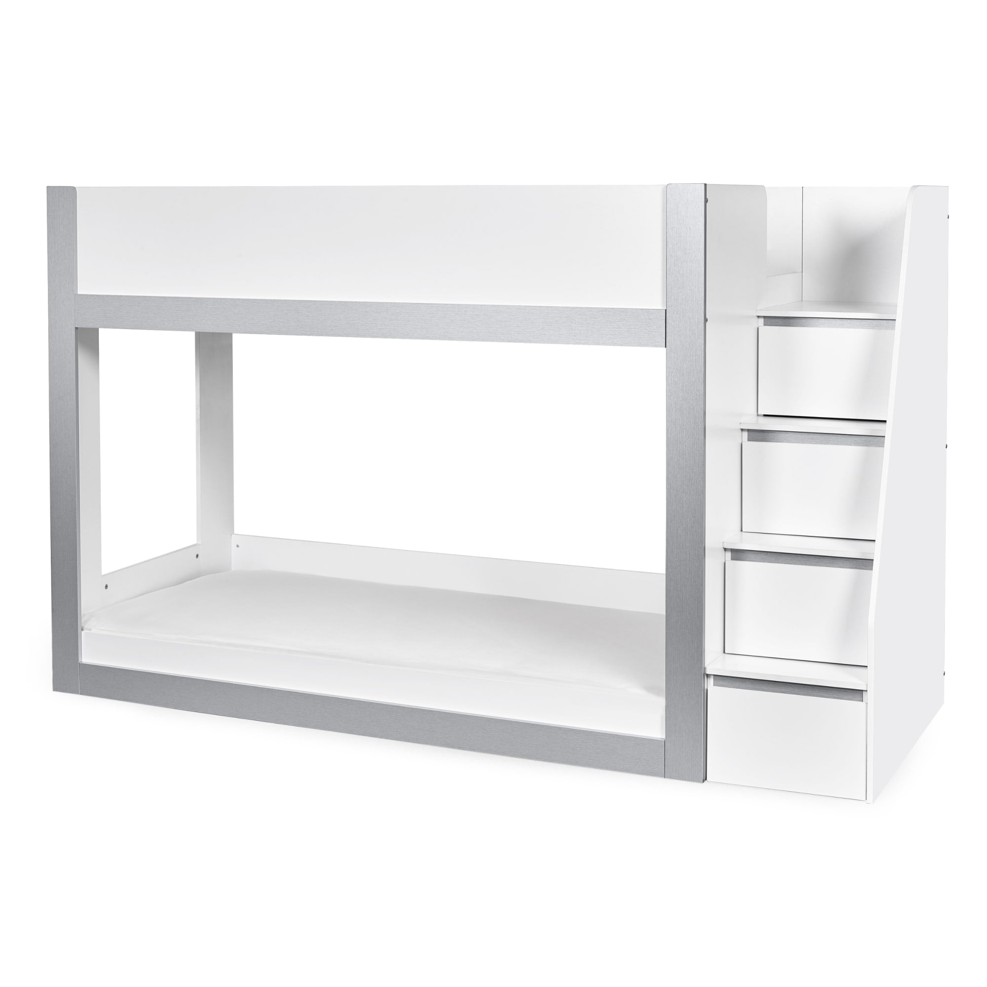 Gaia 3ft Single Bunk Bed - White and Silver