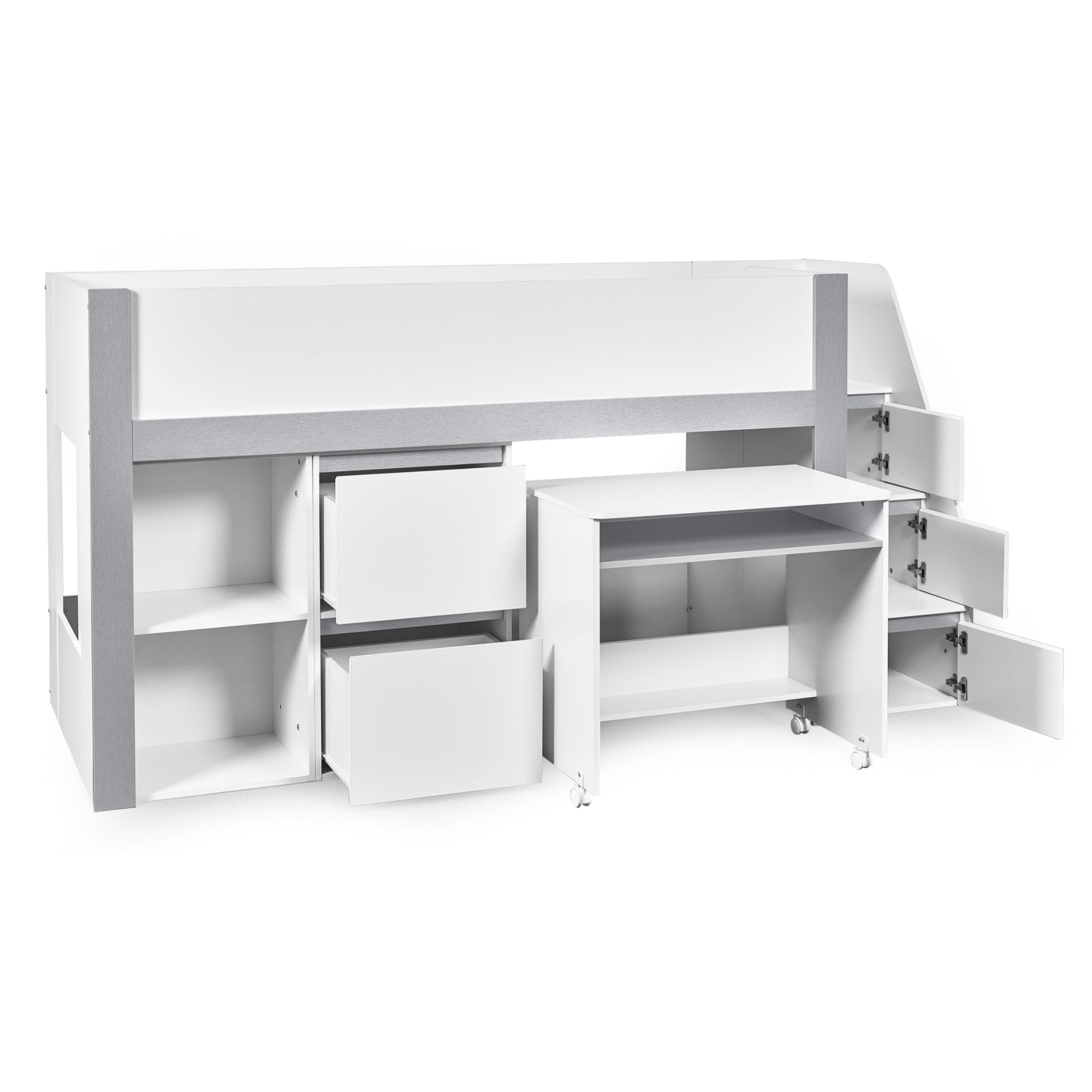 Gaia 90cm Single Midsleeper - White and Silver
