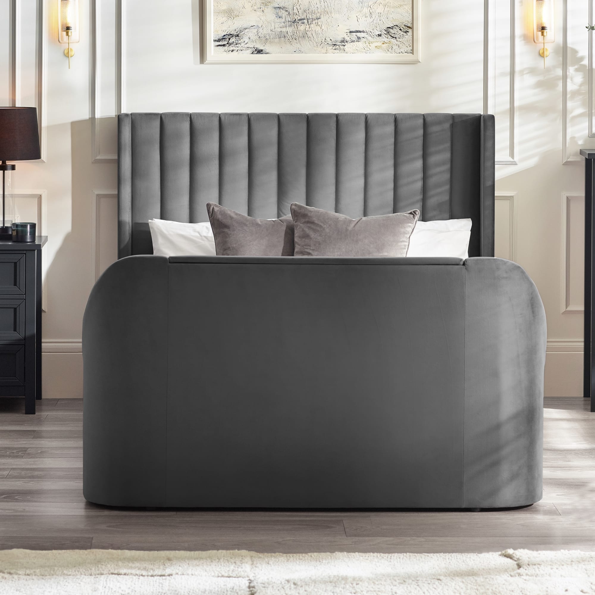 Clara Ottoman TV Bed 135cm - Dark Grey