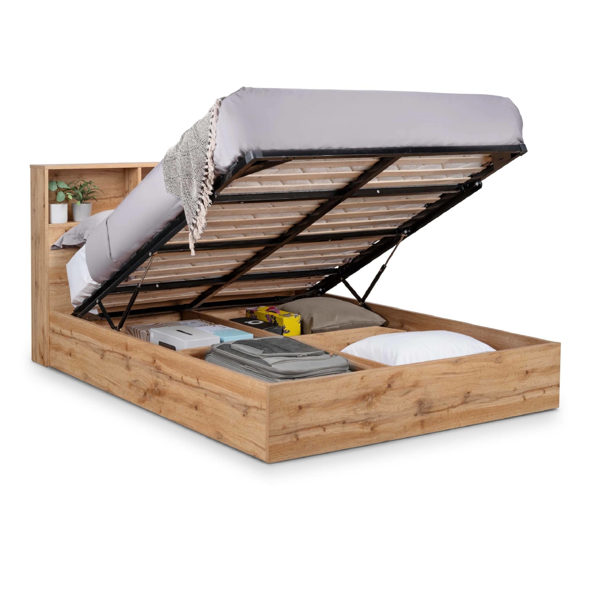 Bali Ottoman Storage 90cm Single Bed - Light Oak