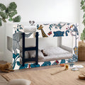 Jungle Safari White and Blue Wooden Bunk Bed for Kids