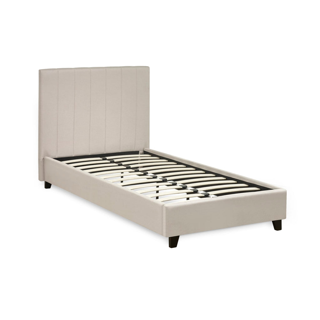Aylen Oatmeal Linen Upholstered 90cm Single Bed Frame