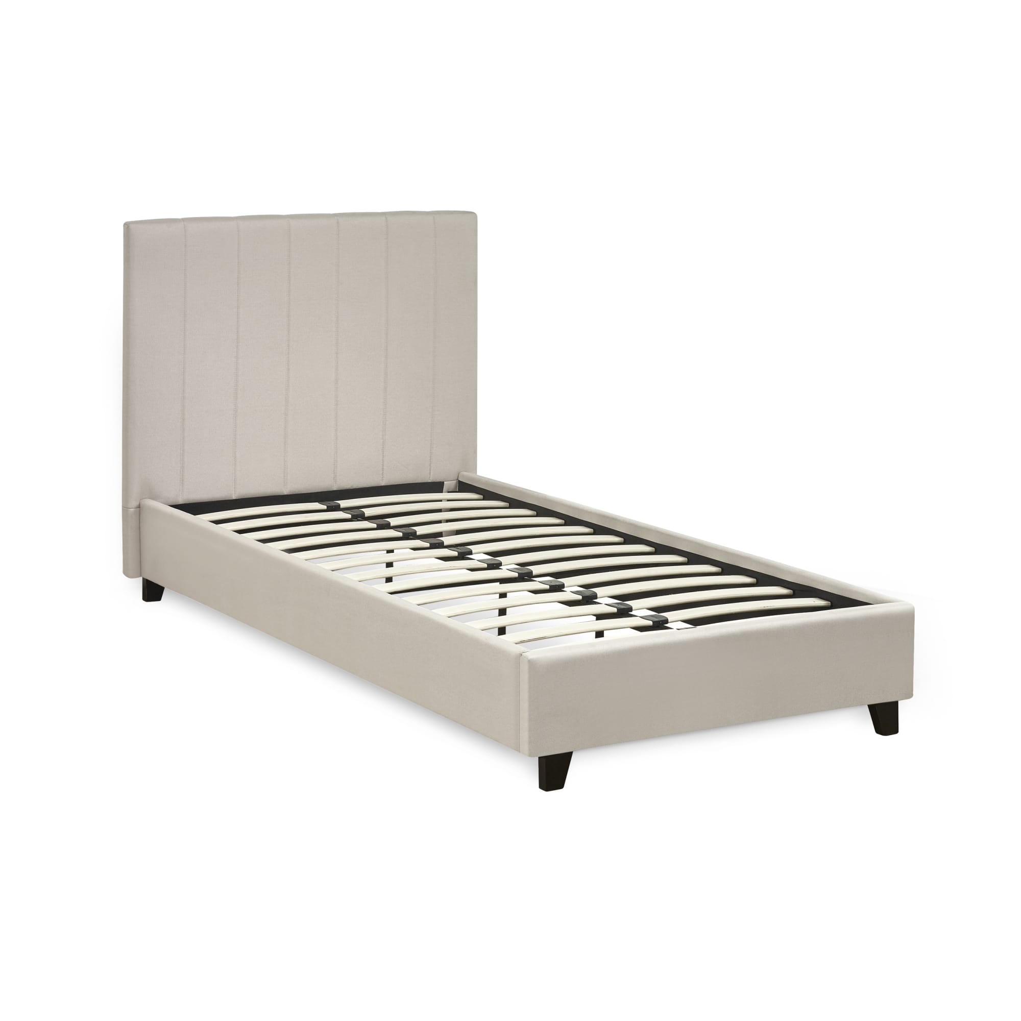 Aylen Oatmeal Linen Upholstered 90cm Single Bed Frame