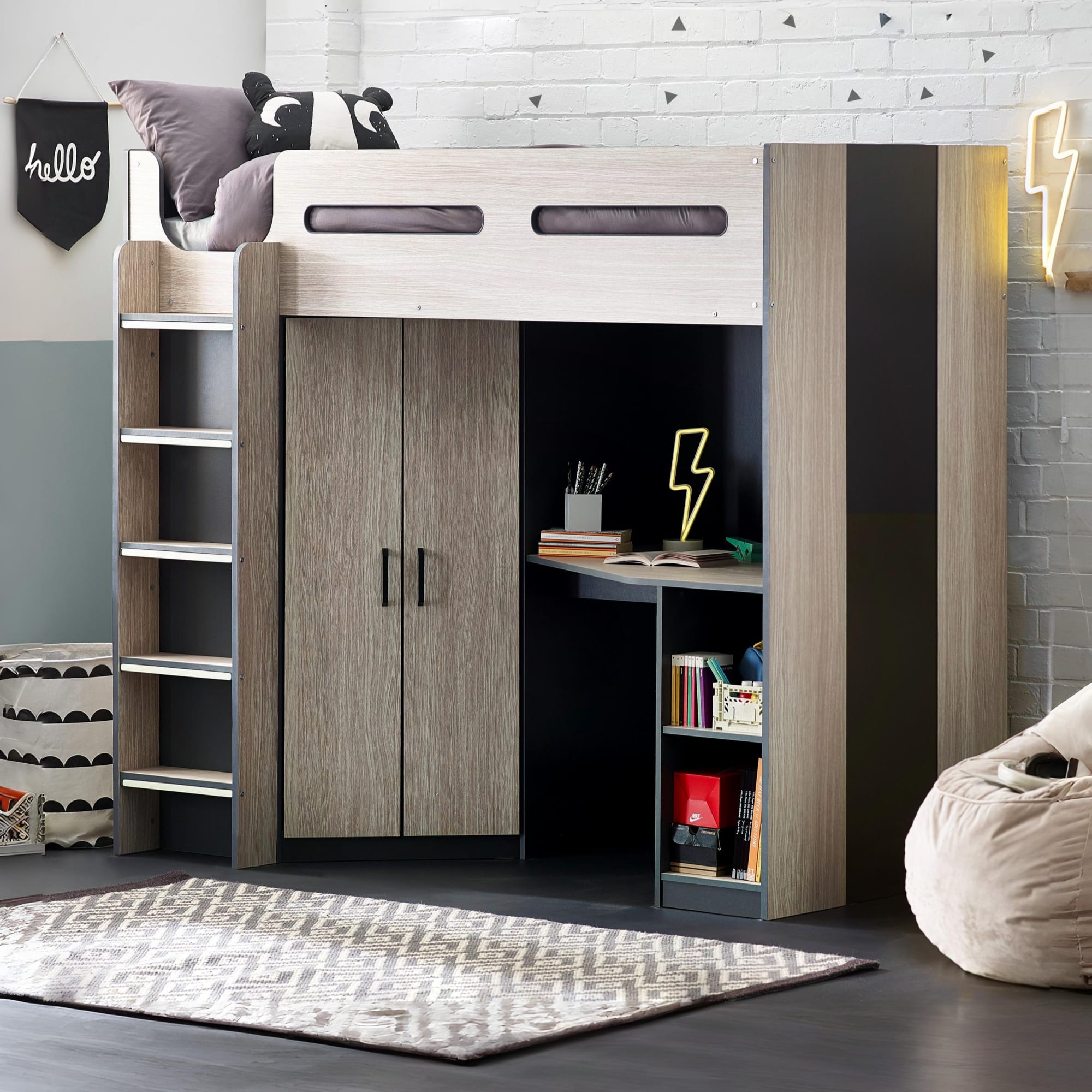 Hercules High Sleeper - Woodgrain & Anthracite