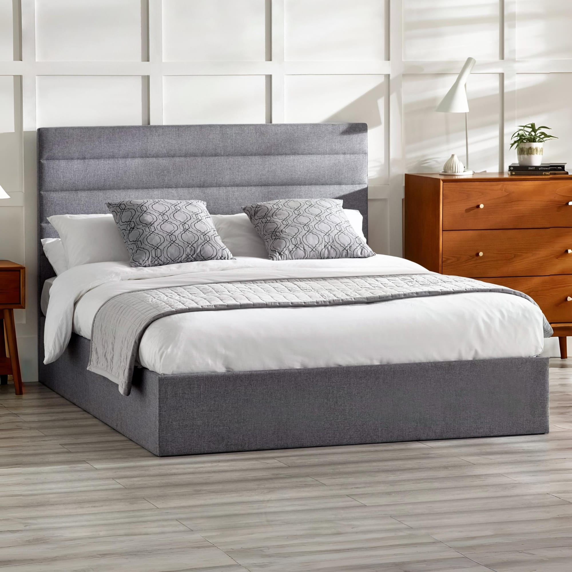 Merida Ottoman Storage 135cm Double Bed - Grey