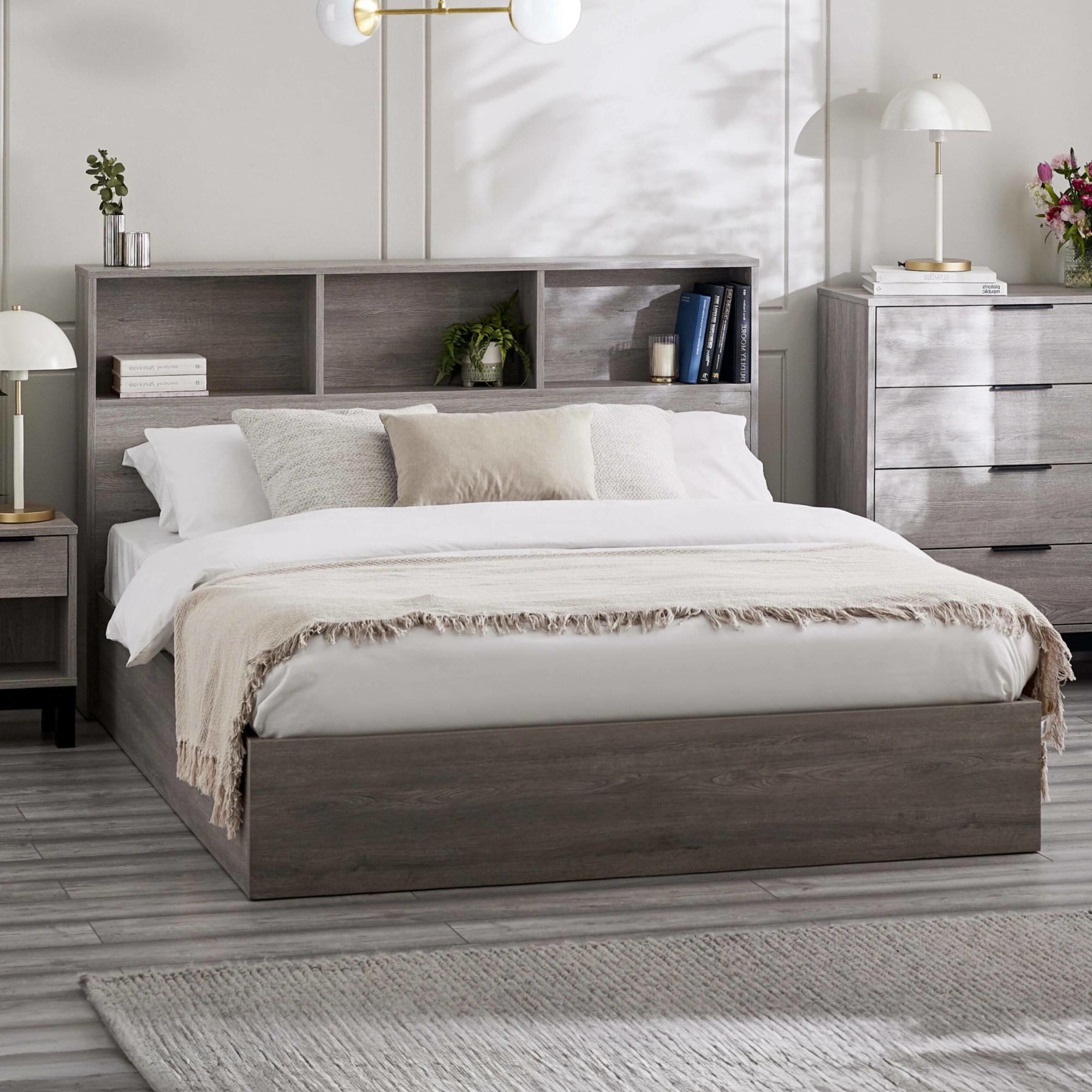Bali Ottoman Storage 90cm Single Bed - Grey Oak