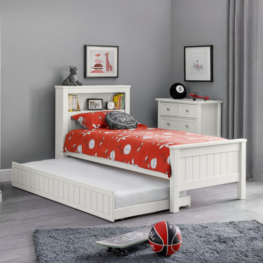 Harvey 3ft Single Bookcase Bed Frame with Underbed – White