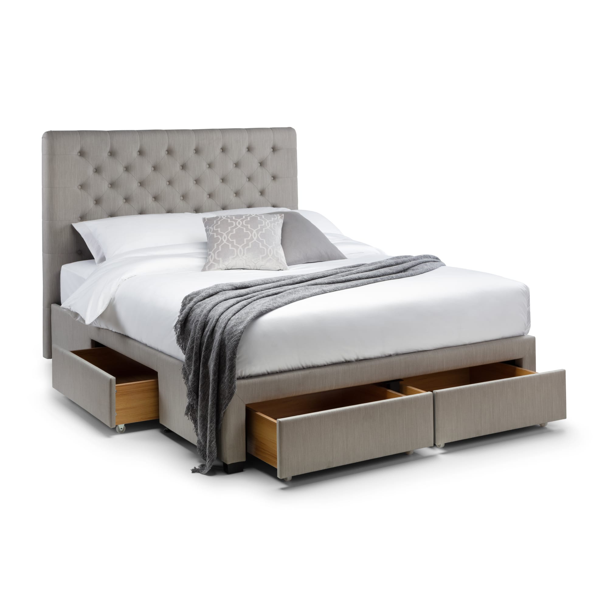 Wilton 4 Drawer 135cm Double Bed - Grey Linen