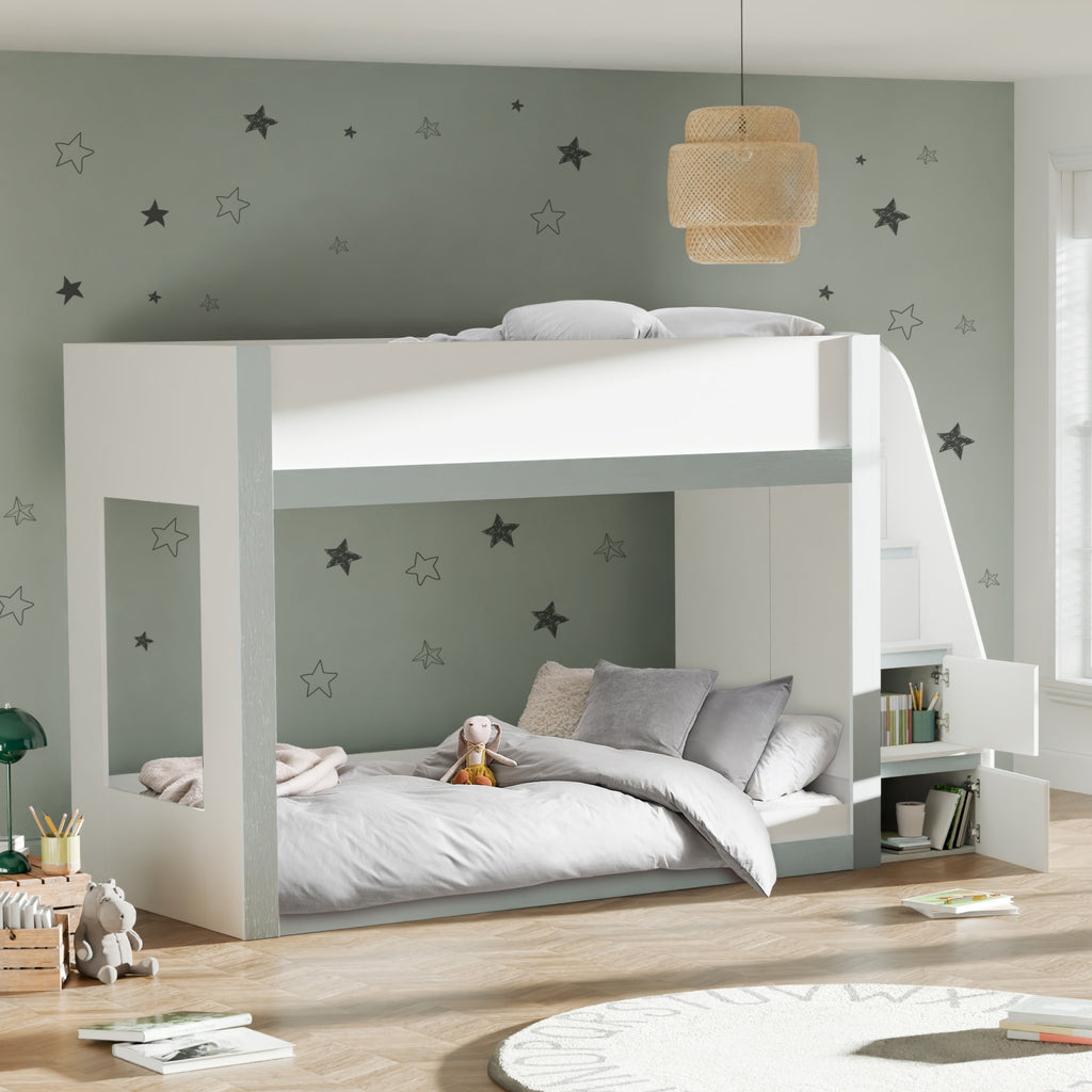 Gaia 3ft Single Bunk Bed - White and Silver