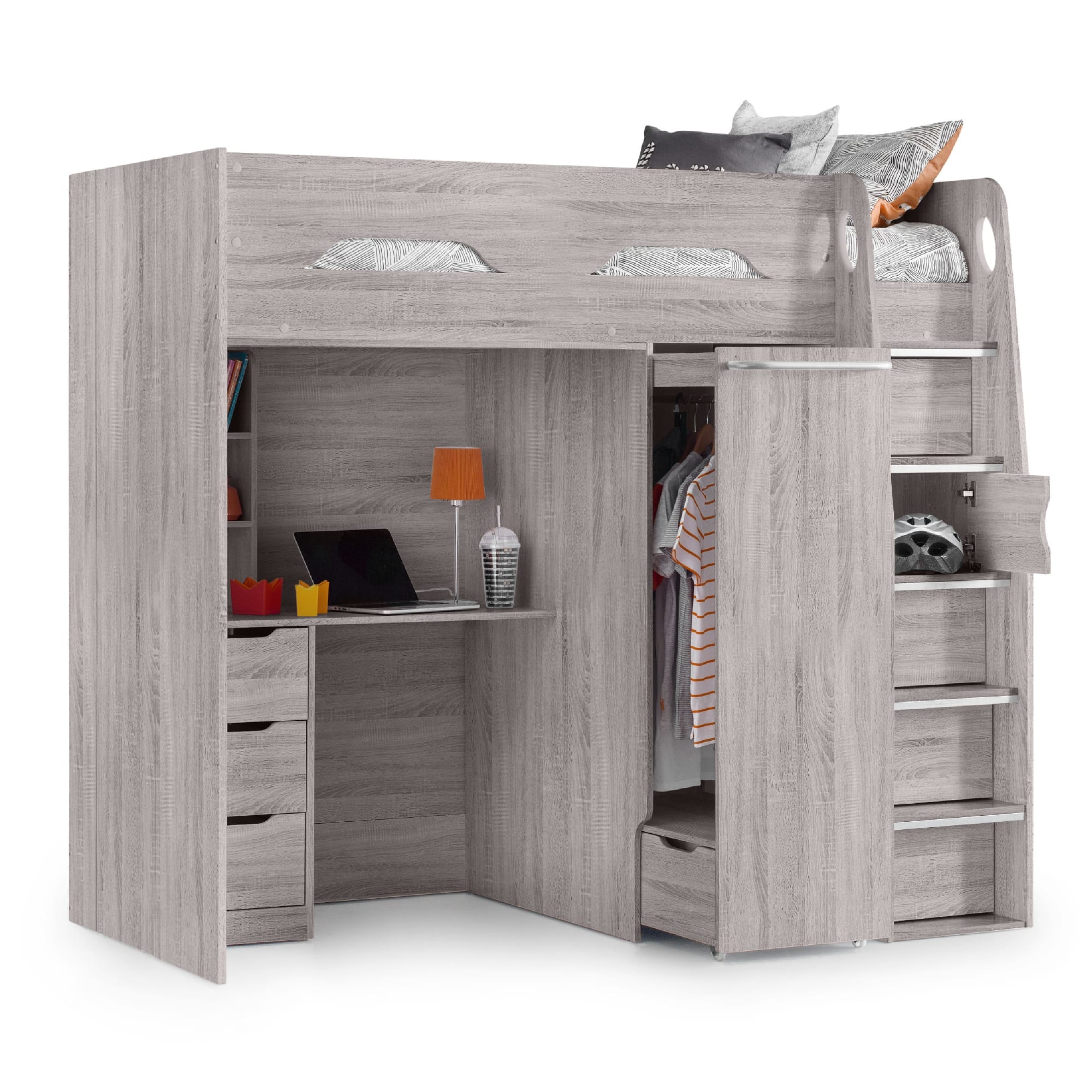 Pegasus High Sleeper - Grey Oak
