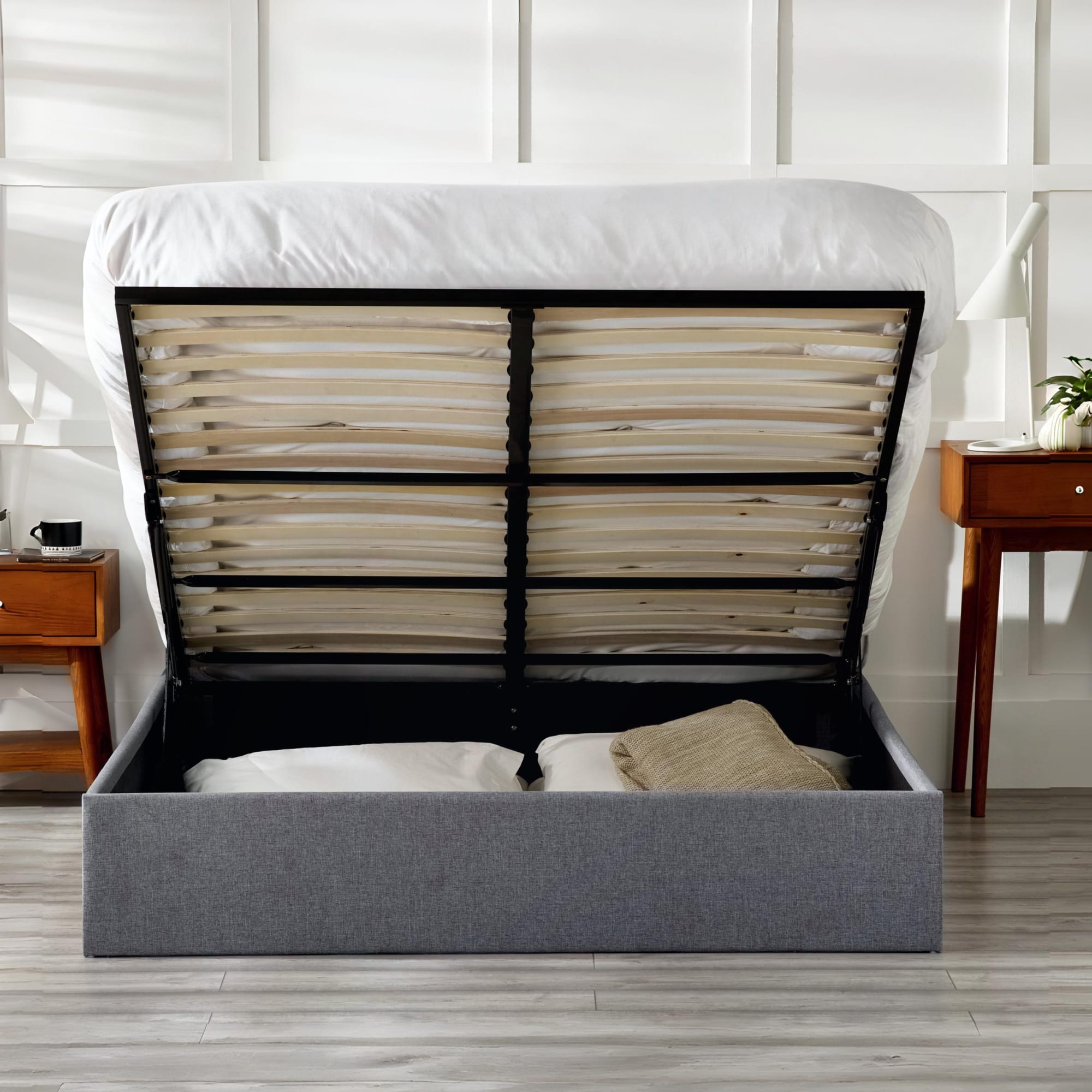 Merida Ottoman Storage 135cm Double Bed - Grey